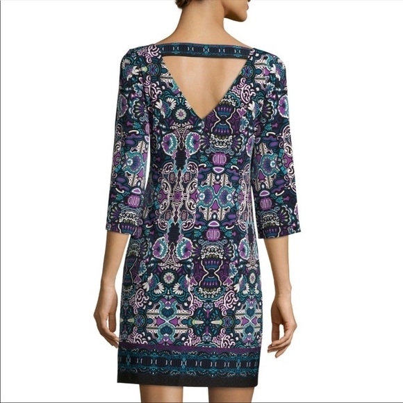 LAUNDRY BY SHELLI SEGAL Calypso Stretchy V-Back Mini Shift Dress, Size XS - Picture 2 of 10